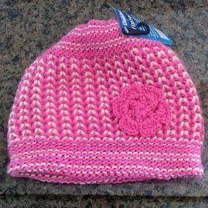 Pink Knit Hat With Flower